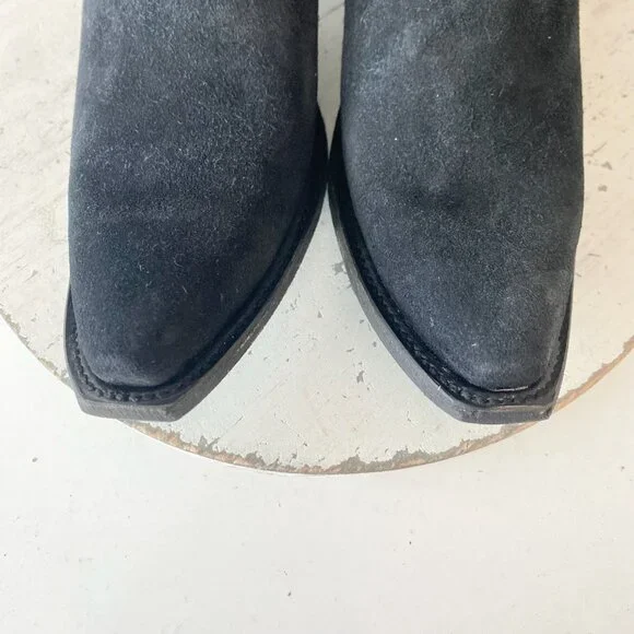 Black Suede Heeled Boots - Picture 6 of 14